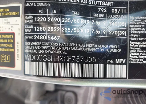 2012 Mercedes-Benz Glk 350 4Matic from USA, damaged, VIN WDCGG8HBXCF757305